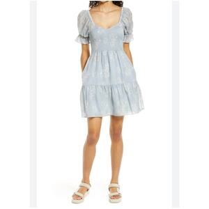 Madewell Women's Silk Lucie Smocked Mini Dress Moody Blooms Blue Size Small‎